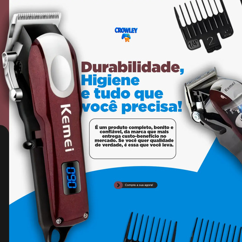 Máquina Profissional Para Cabelos - Sem Fio - Kemei Km-2606