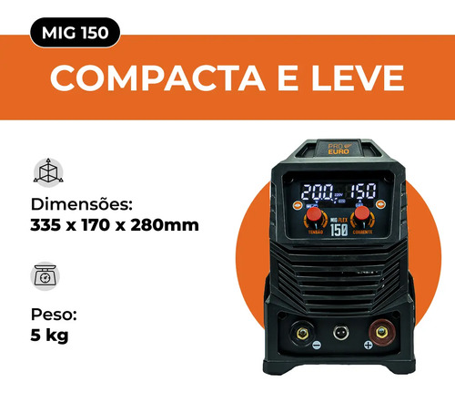 Máquina Solda 150a Flex Mig Mma Tig Lift Bivolt + Arame 1kg