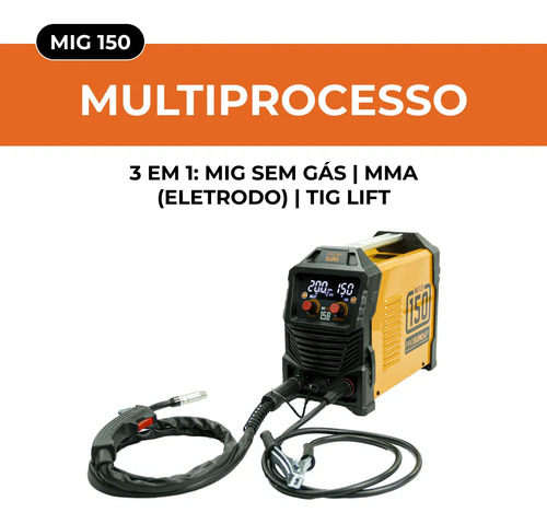 Máquina Solda 150a Flex Mig Mma Tig Lift Bivolt + Arame 1kg