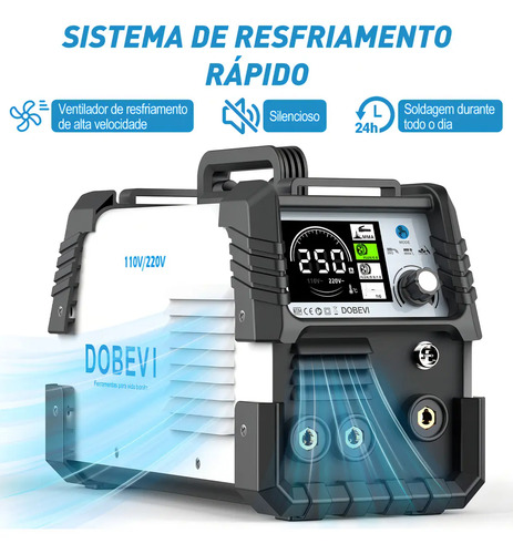 Máquina Solda Inversora 250a Sem Gás 3 Em 1 110v/220v Dobevi