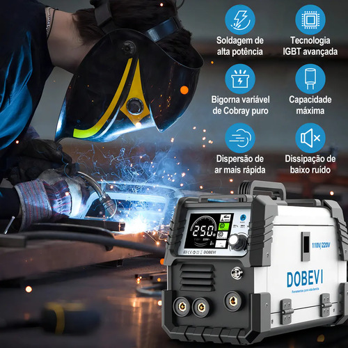 Máquina Solda Inversora 250a Sem Gás 3 Em 1 110v/220v Dobevi