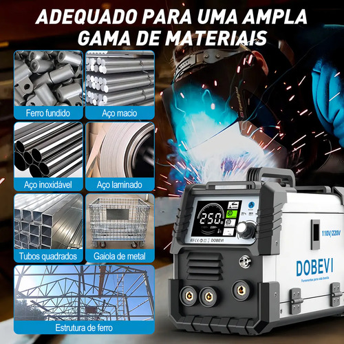 Máquina Solda Inversora 250a Sem Gás 3 Em 1 110v/220v Dobevi