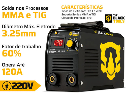 Máquina Solda Inversora Eletrodo 120a Mma/tig Elétrica 220v