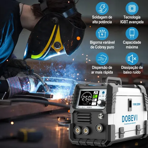 Máquina Solda Sem Gás Bivolt Mma+mig+tig 3 Em 1 C/lcd Dobevi