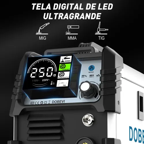Máquina Solda Sem Gás Bivolt Mma+mig+tig 3 Em 1 C/lcd Dobevi