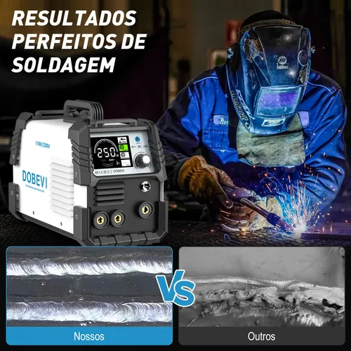 Máquina Solda Sem Gás Bivolt Mma+mig+tig 3 Em 1 C/lcd Dobevi