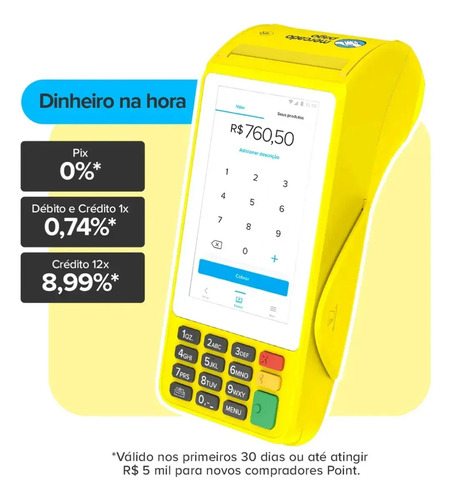 Maquininha De Cartão Pro 3 Mercado Pago Point Amarela Claro 4g/Wifi/Nfc
