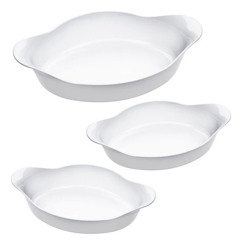 Marinex conjunto de assadeiras oval opaline 3 pecas branco