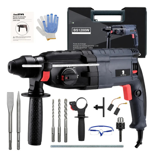 Martelete furadeira allmind 1200w kamare sds plus impacto 5k