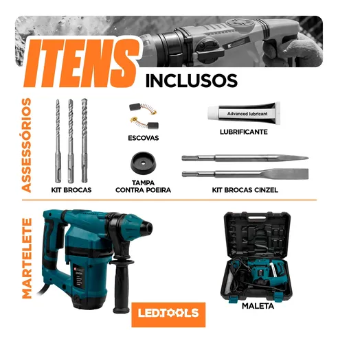 Martelete Furadeira Impacto 1600w 5,5j Rotativo Rompedor