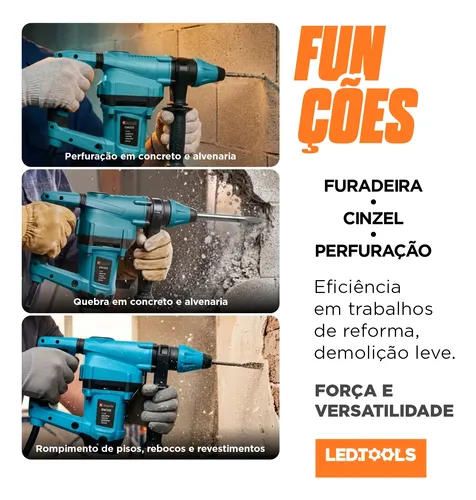 Martelete Furadeira Impacto 1600w 5,5j Rotativo Rompedor