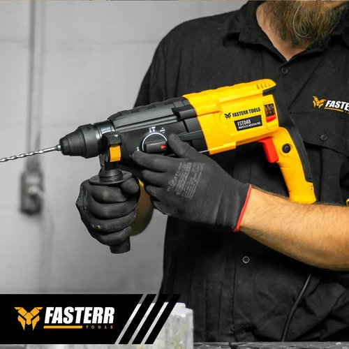 Martelete Perfurador Rompedor 820w Fasterr com KIT Acessórios Cor Preto/amarelo Frequência 50hz/60hz