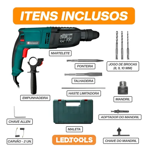Martelete Rompedor Rotativo 1200w Sds Profissional Knakasaki