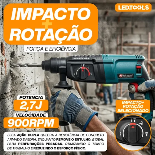 Martelete Rompedor Rotativo 1200w Sds Profissional Knakasaki