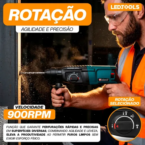 Martelete Rompedor Rotativo 1200w Sds Profissional Knakasaki
