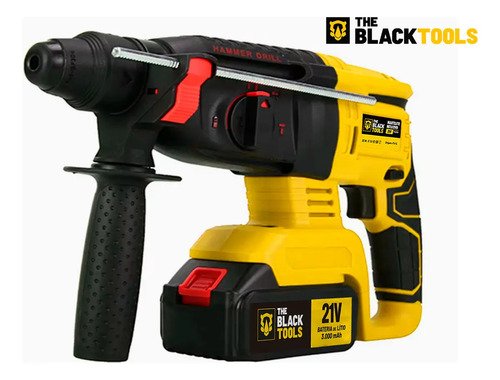 Martelete Rompedor Rotativo De Impacto A Bateria 21V 1400 Rpm 4800 Ipm Cor Amarelo The Black Tools