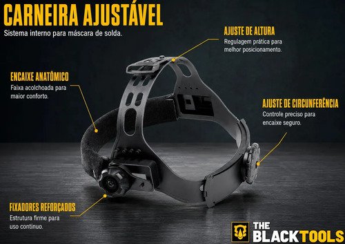 Máscara de Solda Auto Escurecimento Profissional Tig Mig Mma Btm1000 The Black Tools