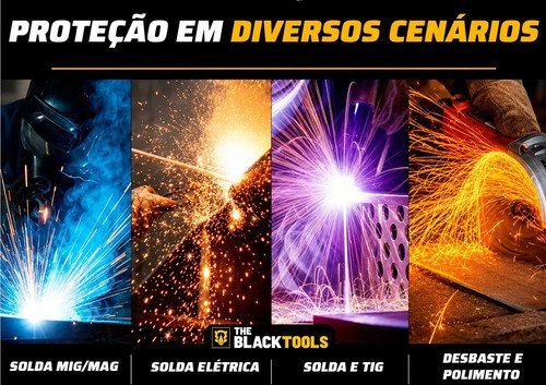Máscara de Solda Auto Escurecimento Profissional Tig Mig Mma Btm1000 The Black Tools