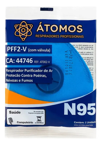 Máscara Pff2 Com Válvula Átomos Ca 44746 Kit 100 Un