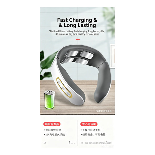 Massageador De Pescoço Elétrico Sem Fio Branco 3.7v Branco
