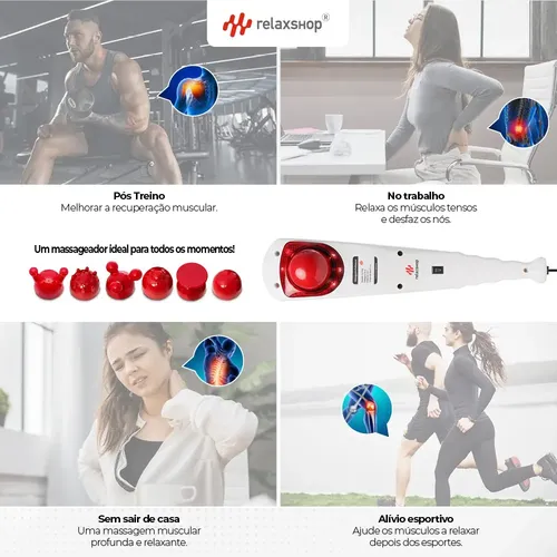 Massageador Manual Infravermelho Vibratório Percussão