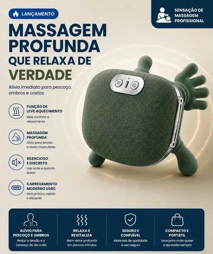 Massageador Maozinha Pescoço Elétrico Com Aquecimento Ombros Lombar Costas Cervical Portátil Recarregável USB-C Massagem Profunda Tedy cc