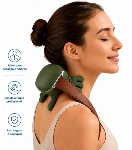 Massageador Maozinha Pescoço Elétrico Com Aquecimento Ombros Lombar Costas Cervical Portátil Recarregável USB-C Massagem Profunda Tedy cc