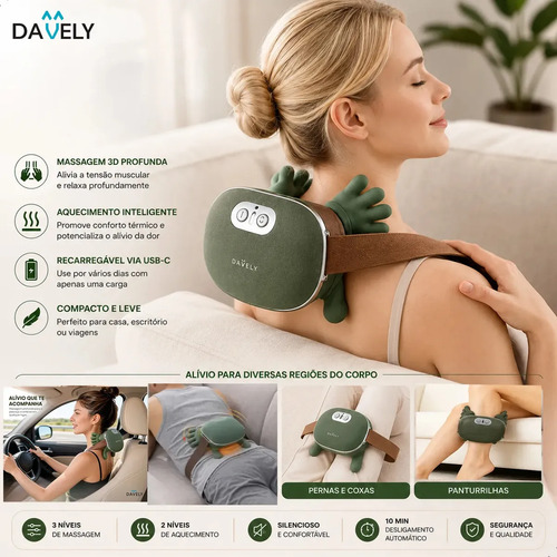 Massageador pescoco maozinha 3d aquecimento eletrico masajea