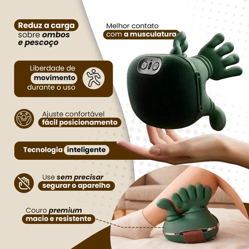 Massageador Pescoço Mãozinha 3D Ombro Recarregável Elétrico Com Aquecimento Massagem Relaxante Liberação Alivio Muscular Cervical Lombar Costas Tensão Dores Portátil Sem Fio USB-C Ajustável Nixzen