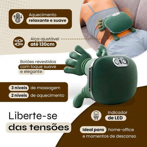 Massageador Pescoço Mãozinha 3D Ombro Recarregável Elétrico Com Aquecimento Massagem Relaxante Liberação Alivio Muscular Cervical Lombar Costas Tensão Dores Portátil Sem Fio USB-C Ajustável Nixzen