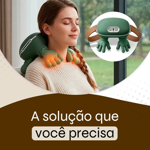 Massageador Pescoço Mãozinha 3D Ombro Recarregável Elétrico Com Aquecimento Massagem Relaxante Liberação Alivio Muscular Cervical Lombar Costas Tensão Dores Portátil Sem Fio USB-C Ajustável Nixzen
