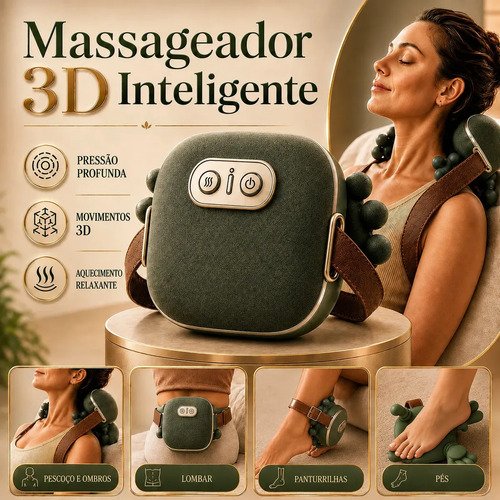 Massageador pescoco ombro maozinha 3d eletrico com aquecimen