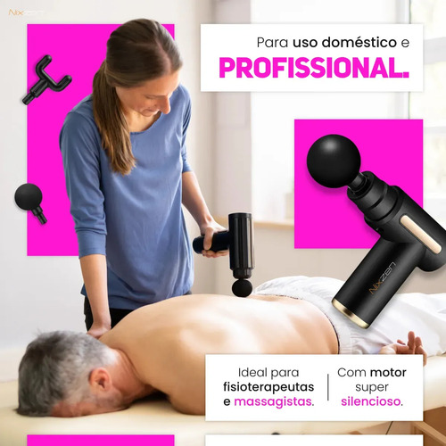 Massageador Pistola Elétrica Profissional Muscular Portátil Aparelho Fisioterapia Corporal 6 Velocidades 4 Cabeças De Massagem Alívio Dores Relaxamento Liberação Recuperação Muscular Nixzen