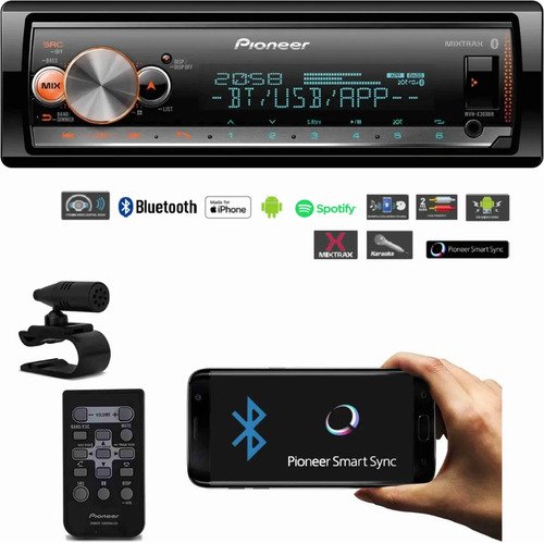Media receiver pioneer mvh x3000br bluetooth spotify usb