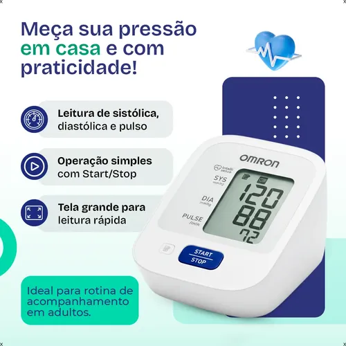 Medidor De Pressão Arterial Digital Omron Hem-7122 C/ Pilhas
