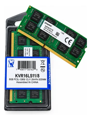 Memoria de notebook 8gb ddr3l kingston pc3l 12800s 1600mhz