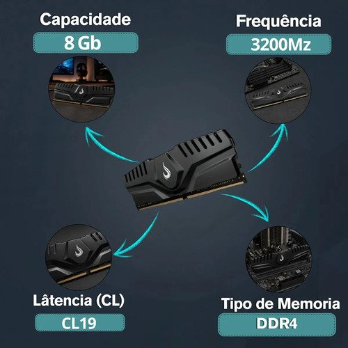 Memória Ram 8gb Ddr4 | Rise Mode | 3200mhz | Z Series Preto
