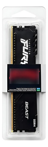 Memoria RAM Fury Beast 8GB DDR4 3200mhz KF432C16BB/8 Cor Preto