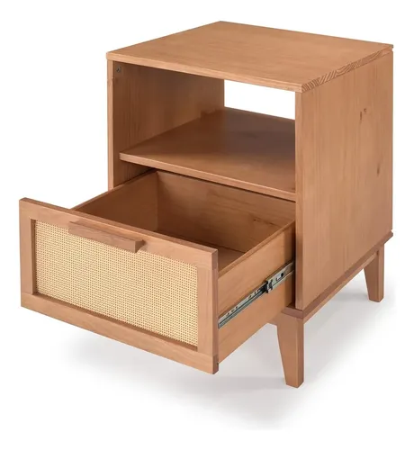 Mesa Cabeceira Criado Palhinha 1 Gaveta Nicho Madeira Maciça
