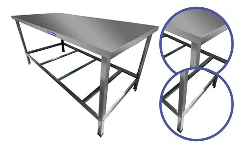 Mesa de aco inox bancada industrial padaria innal 120 m