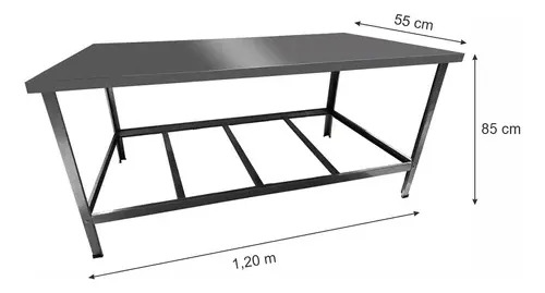 Mesa De Aço Inox Bancada Industrial Padaria Innal 1,20 M