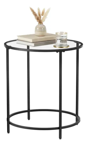 Mesa de apoio de vidro temperado mesa lateral redonda