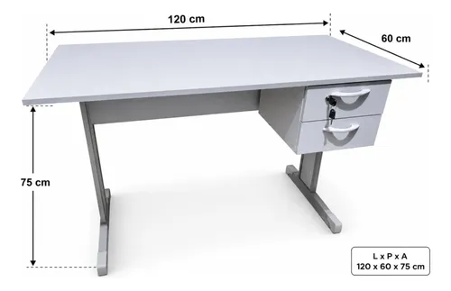 Mesa De Escritório Dec Móveis 120x60 2 Gavetas (1 Com Chave)
