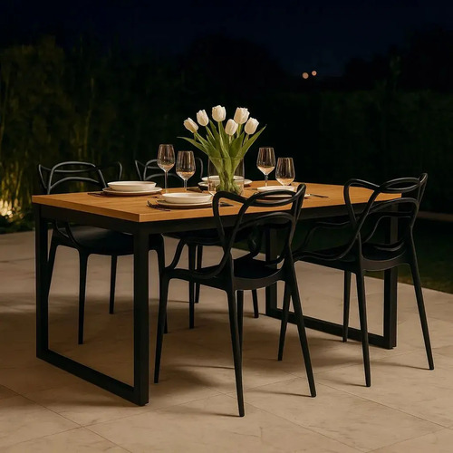 Mesa De Jantar 120x80 Com Pé De Ferro E Quatro Cadeiras