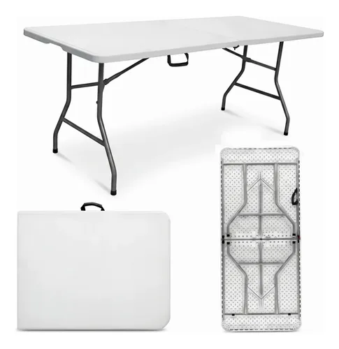 Mesa dobravel 180m portatil vira maleta camping com alca