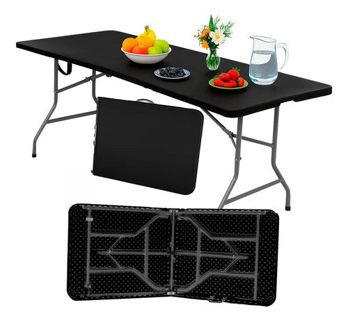 Mesa dobravel de plastico retangular para 6 pessoas 180m com
