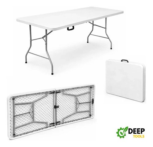 Mesa dobravel portatil 180m vira maleta com alca camping pra