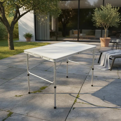 Mesa dobravel vira maleta aluminio com alca portatil 90x60cm
