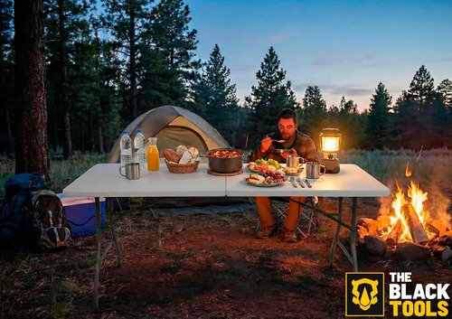 Mesa Dobrável Vira Maleta Com Alça Portátil 1.80m Para Camping Pesca Jardim Área Externa Tft1800 The Black Tools