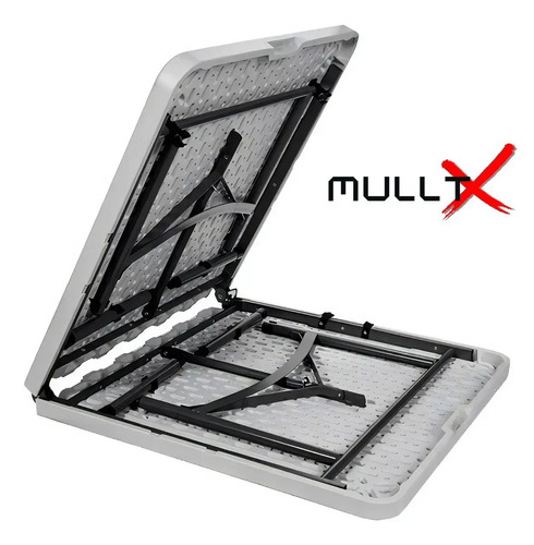 Mesa Dobravel Vira Maleta Com Alça Portátil 1.80m Para Camping Pesca Jardim Area Externa Ou Interna Salão De Festas Gourmet Cor Branco Mesa Grande MULLTX